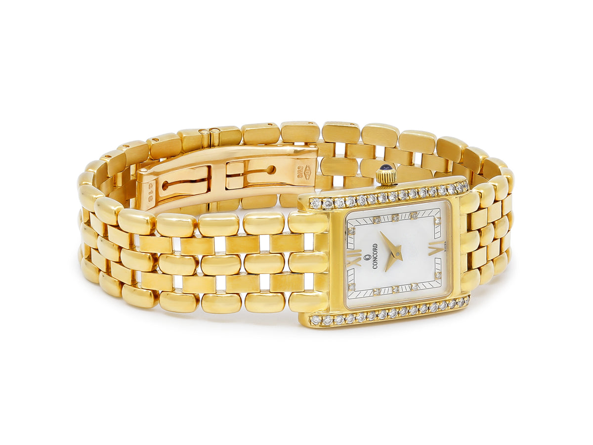 Ladies Concorde Veneto Watch in Mother of Pearl in 18K Yellow Gold