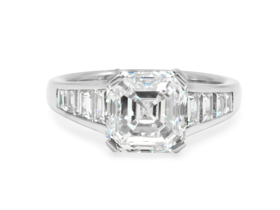 Kazanjian Square Emerald Cut Diamond, 4.02 carats, Ring in Platinum