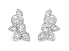 Load image into Gallery viewer, Kazanjian White Sapphire &amp; Diamond Cluster Earrings in 18K White Gold
