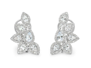 Kazanjian White Sapphire & Diamond Cluster Earrings in 18K White Gold