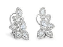 Load image into Gallery viewer, Kazanjian White Sapphire &amp; Diamond Cluster Earrings in 18K White Gold
