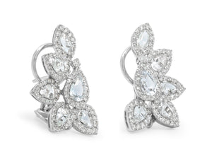 Kazanjian White Sapphire & Diamond Cluster Earrings in 18K White Gold