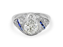 Load image into Gallery viewer, Kazanjian Art Deco Diamond &amp; Sapphire Ring in Platinum
