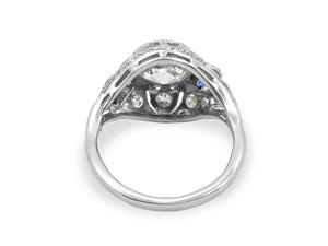 Kazanjian Art Deco Diamond & Sapphire Ring in Platinum