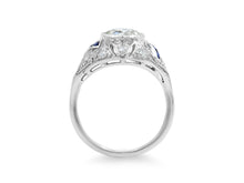 Load image into Gallery viewer, Kazanjian Art Deco Diamond &amp; Sapphire Ring in Platinum
