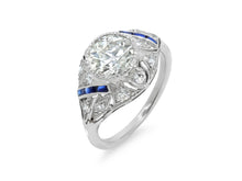 Load image into Gallery viewer, Kazanjian Art Deco Diamond &amp; Sapphire Ring in Platinum
