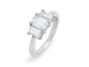 Kazanjian Three-Stone Step-Cut Ring in Platinum