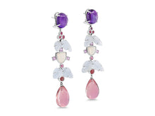 Load image into Gallery viewer, Kazanjian Amethyst, Aquamarine &amp; Tourmaline Earrings in 18K White Gold
