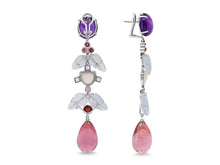 Load image into Gallery viewer, Kazanjian Amethyst, Aquamarine &amp; Tourmaline Earrings in 18K White Gold
