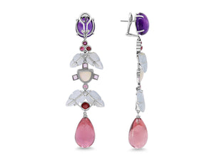 Kazanjian Amethyst, Aquamarine & Tourmaline Earrings in 18K White Gold