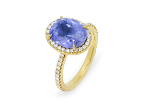 Kazanjian Lavender Sapphire, 3.82 carats, & Diamond Ring in 18K Yellow Gold