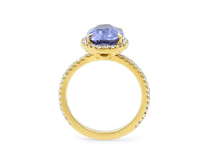 Kazanjian Lavender Sapphire, 3.82 carats, & Diamond Ring in 18K Yellow Gold