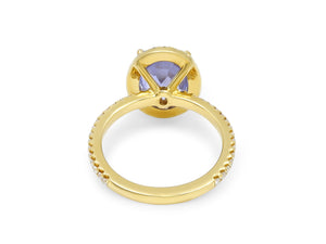 Kazanjian Lavender Sapphire, 3.82 carats, & Diamond Ring in 18K Yellow Gold