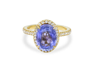 Kazanjian Lavender Sapphire, 3.82 carats, & Diamond Ring in 18K Yellow Gold