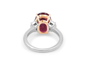 Kazanjian Ruby, 5.01 carats, & Diamond Ring in 18K Rose Gold & Platinum