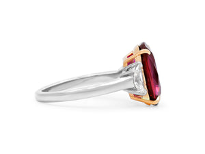 Kazanjian Ruby, 5.01 carats, & Diamond Ring in 18K Rose Gold & Platinum