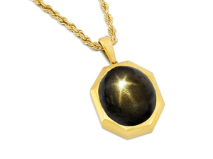 Kazanjian Star Sapphire, 60.88 carats, Pendant in 18K Brushed Yellow Gold