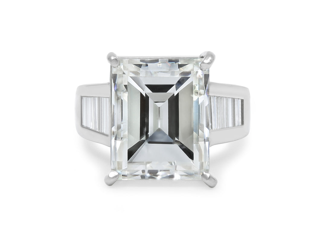 Kazanjian Emerald Cut Diamond, 12.43 Carats, Ring in 18K White Gold