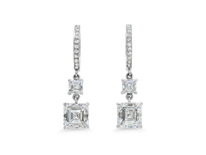 Kazanjian Asscher Cut Diamond Drop Earrings in 18K White Gold