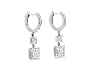 Kazanjian Asscher Cut Diamond Drop Earrings in 18K White Gold