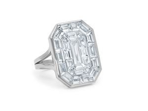 Kazanjian Pie-Cut Emerald Shape Diamond Ring in Platinum