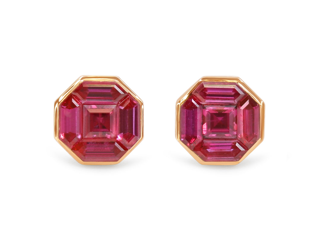 Kazanjian Illusion Ruby Studs in 16K Red Gold