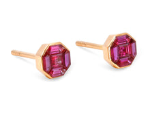 Load image into Gallery viewer, Kazanjian Illusion Ruby Studs in 16K Red Gold
