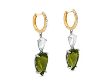 Load image into Gallery viewer, Kazanjian Peridot &amp; Moonstone Drop Earrings in 14K Rose &amp; White Gold
