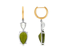 Load image into Gallery viewer, Kazanjian Peridot &amp; Moonstone Drop Earrings in 14K Rose &amp; White Gold
