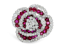 Load image into Gallery viewer, Kazanjian Ruby &amp; Diamond Carnation Brooch in Platinum
