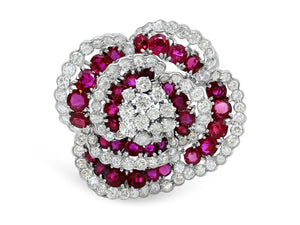 Kazanjian Ruby & Diamond Carnation Brooch in Platinum