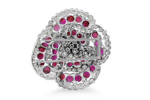 Kazanjian Ruby & Diamond Carnation Brooch in Platinum