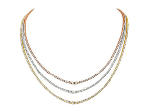 Kazanjian Three-Row Graduated Diamond Necklace in 18K Yellow, Rose & White Gold