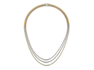 Kazanjian Three-Row Graduated Diamond Necklace in 18K Yellow, Rose & White Gold