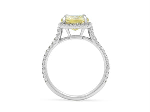 Kazanjian Fancy Yellow Radiant Diamond, 2.56 carats, Ring in Platinum