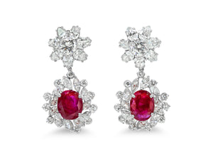 Kazanjian Floral Ruby & Diamond Earrings, in Platinum