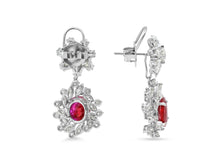 Load image into Gallery viewer, Kazanjian Floral Ruby &amp; Diamond Earrings, in Platinum
