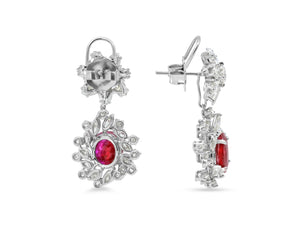 Kazanjian Floral Ruby & Diamond Earrings, in Platinum