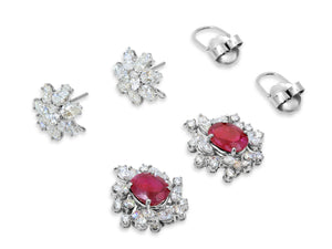 Kazanjian Floral Ruby & Diamond Earrings, in Platinum