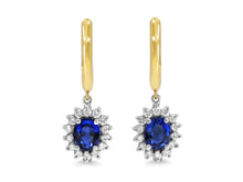 Load image into Gallery viewer, Kazanjian Sapphire &amp; Diamond Huggie Earrings in 14K Yellow &amp; Blackened Gold
