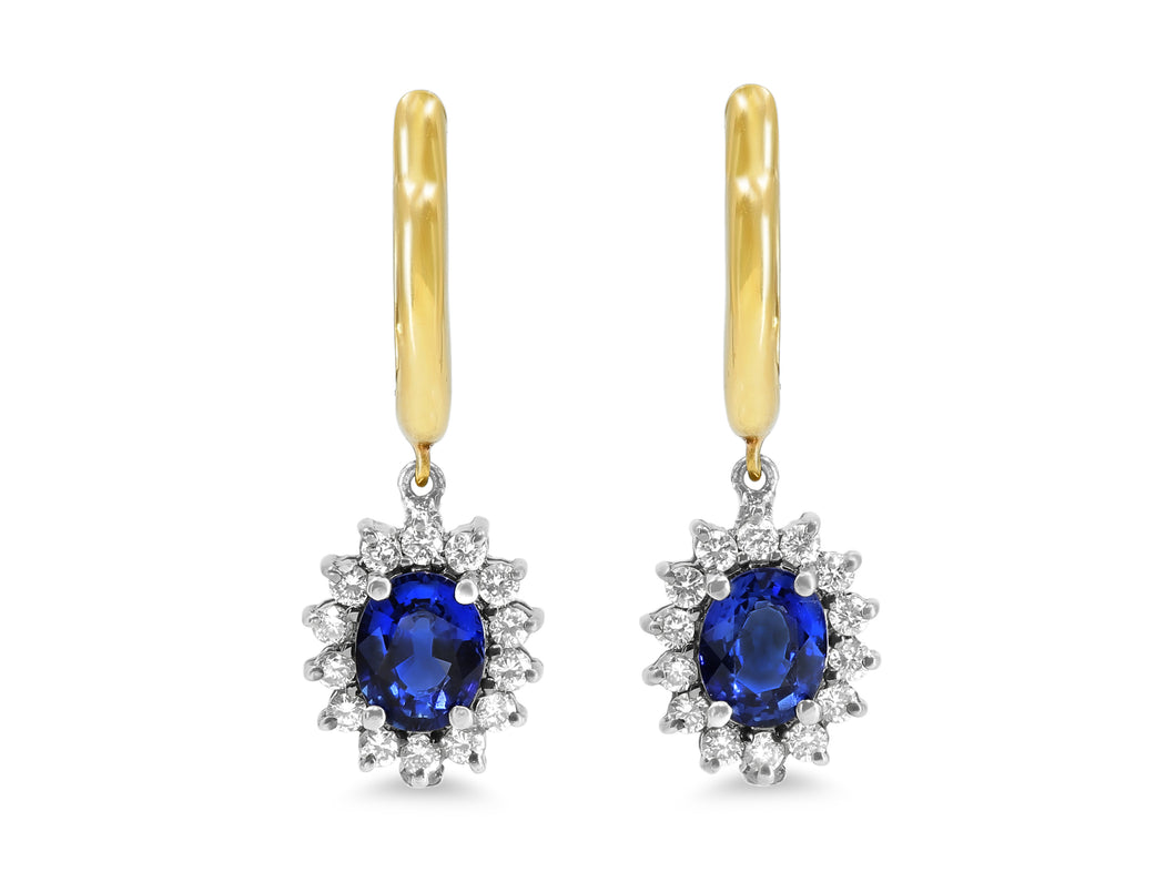 Kazanjian Sapphire & Diamond Huggie Earrings in 14K Yellow & Blackened Gold