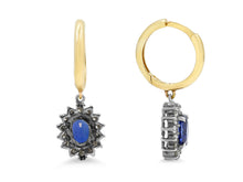 Load image into Gallery viewer, Kazanjian Sapphire &amp; Diamond Huggie Earrings in 14K Yellow &amp; Blackened Gold
