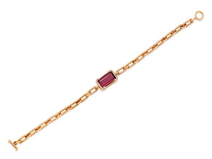 Kazanjian Rubellite Tourmaline, 3.71 carats, & Diamond Bracelet in 16K Red Gold