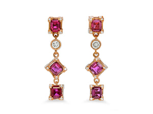 Kazanjian Ruby & Diamond Dangle Earrings in 16K Red Gold