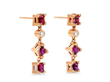 Load image into Gallery viewer, Kazanjian Ruby &amp; Diamond Dangle Earrings in 16K Red Gold
