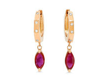 Load image into Gallery viewer, Kazanjian Ruby Huggie Earrings Set in 16K Red Gold
