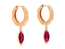 Load image into Gallery viewer, Kazanjian Ruby Huggie Earrings Set in 16K Red Gold
