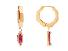 Load image into Gallery viewer, Kazanjian Ruby Huggie Earrings Set in 16K Red Gold
