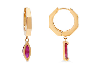 Kazanjian Ruby Huggie Earrings Set in 16K Red Gold