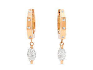 Kazanjian Diamond Huggie Earrings Set in 16K Red Gold